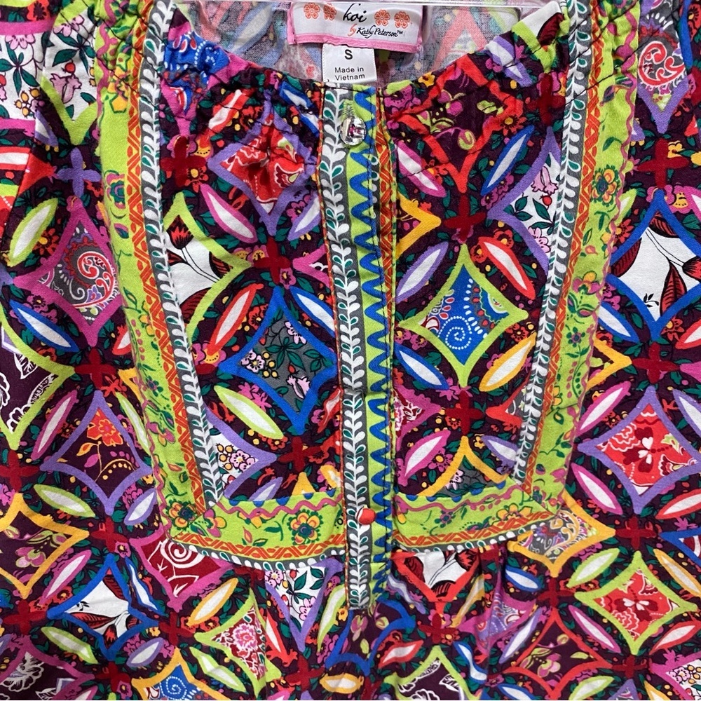 Koi Happy Colorful Bohemian Boho Pattern Print Sh… - image 3